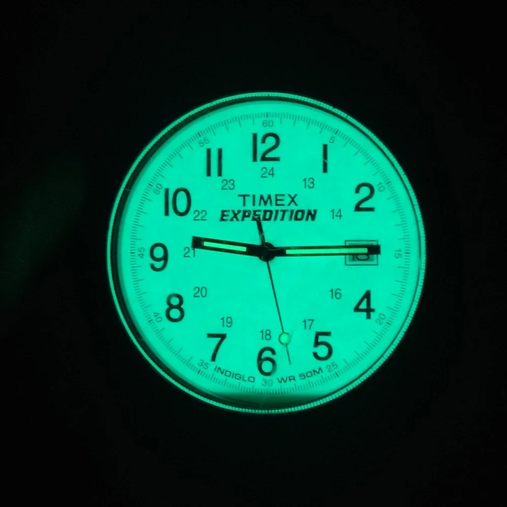Vintage 2000 Timex Expedition Indiglo Date 38mm Mens Quartz Military Field Watch
